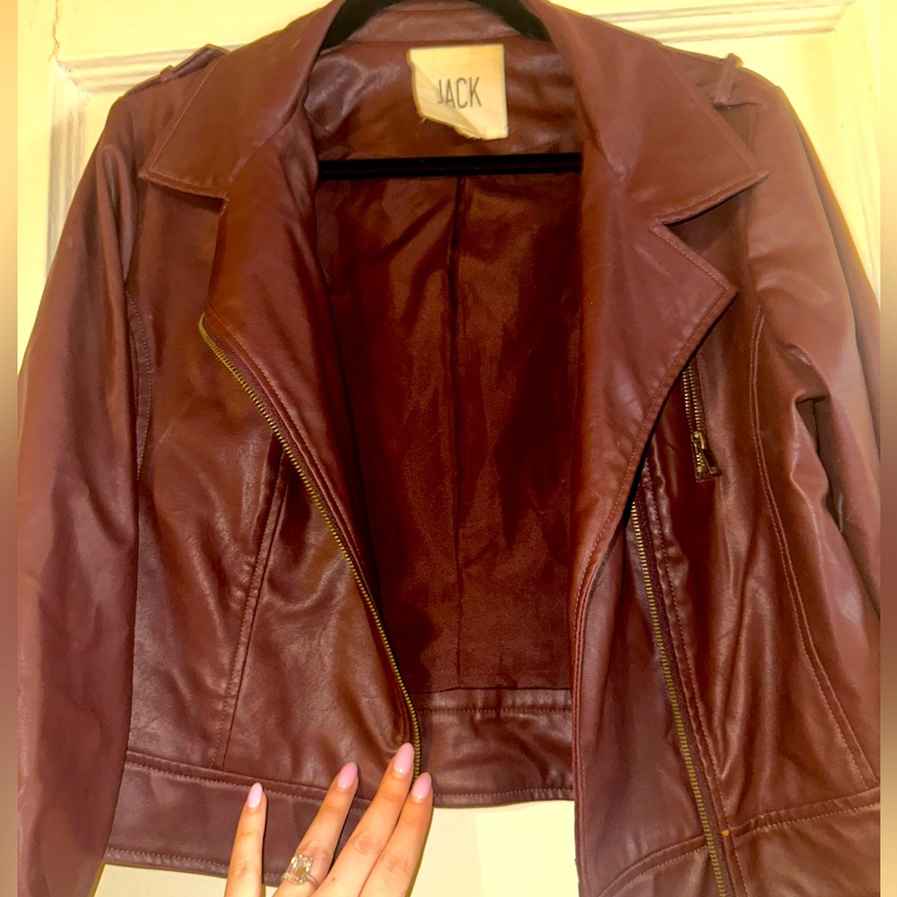 Burgundy leather coat